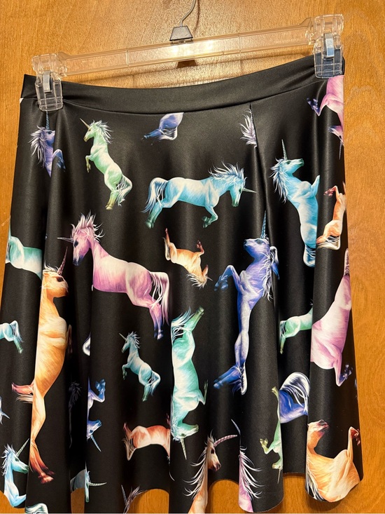 Blackmilk Dresses & Skirts - Blackmilk Black Skater Skirt with Multicolor Neon Unicorns
